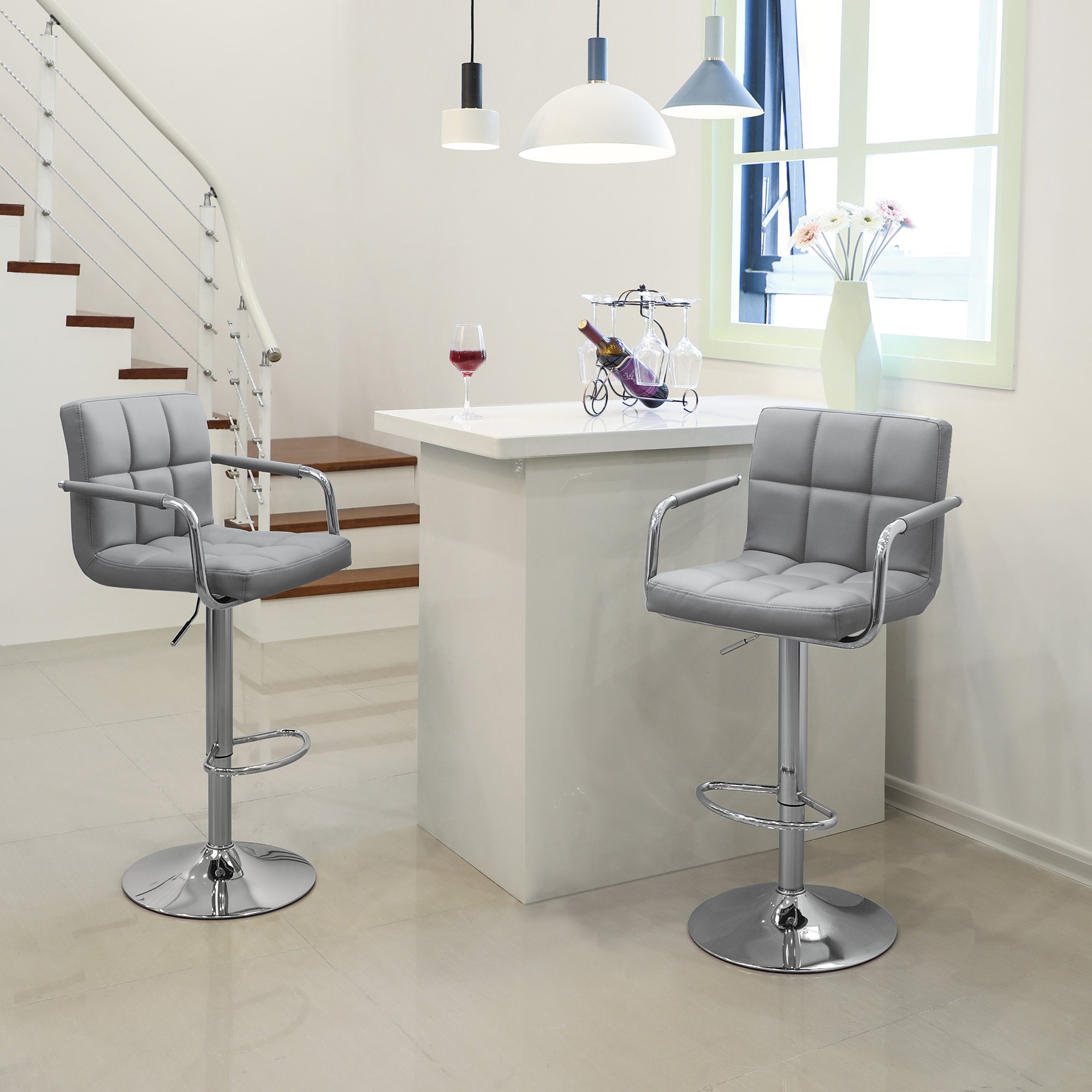 SONGMICS Barstoelen met armleuningen 2 stuks wit SONGMICS Barstoelen met armleuningen 2 stuks wit