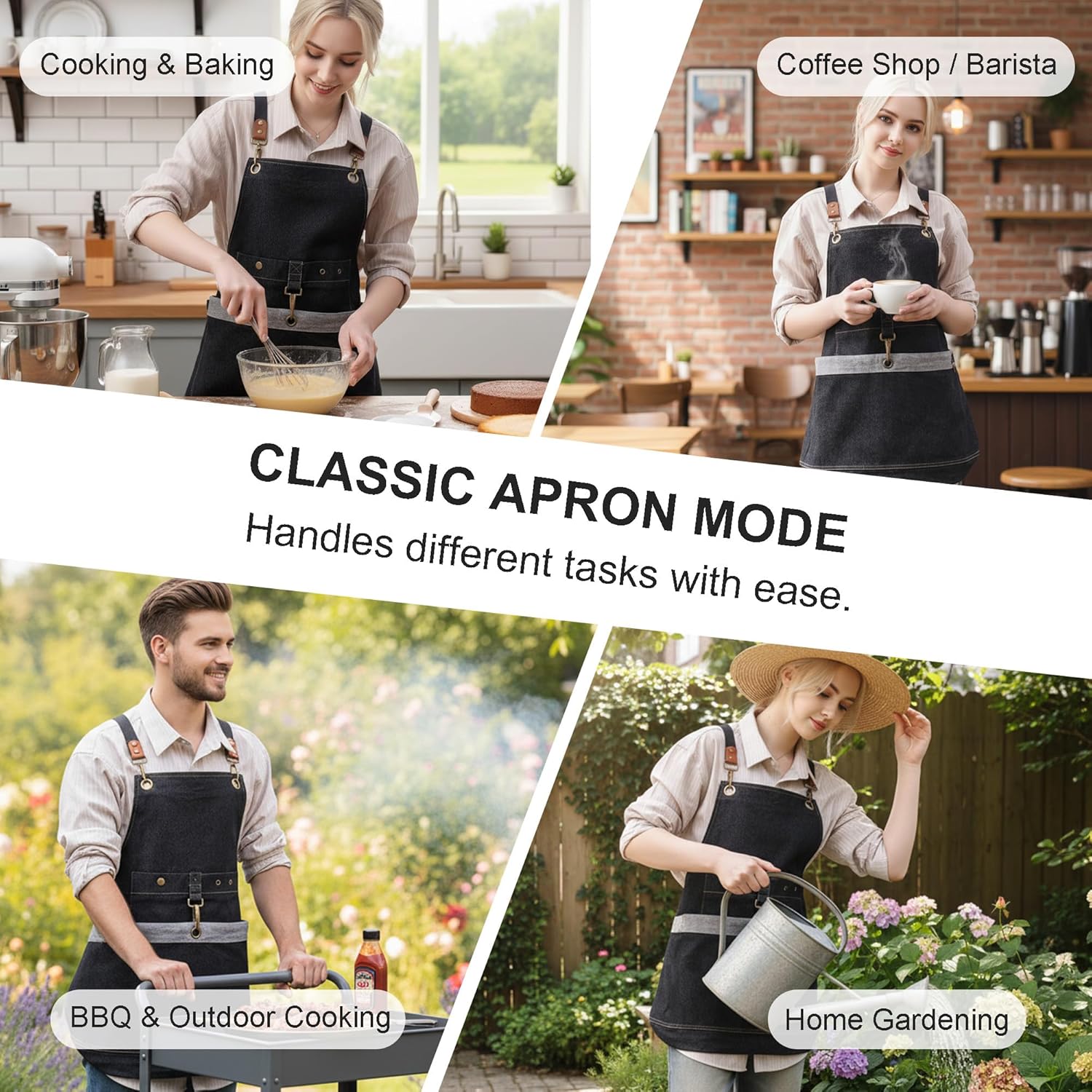 Gardening Apron – Denim Cross Back Garden & Harvest Apron with Adjustable Straps and Large Pockets for Women & Men - Image 4