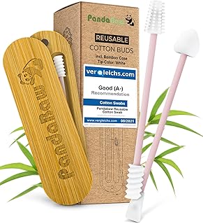 New: PandaBaw® 2 x Reusable Cotton Swabs [Extra Soft] - Silicone Qtip, Reusable Qtips for Ears & Makeup Removal - Zero Waste Products Reusable Ear Swabs - Eco Friendly Qtips [Pink] - Easy to Clean