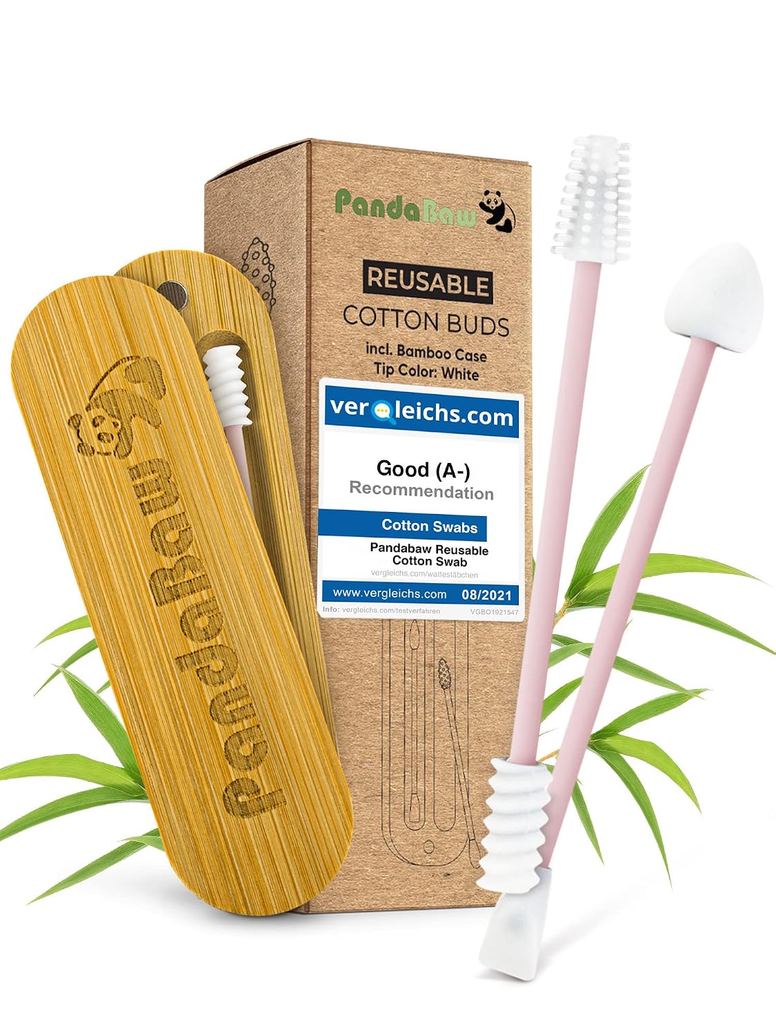 New: PandaBaw® 2 x Reusable Cotton Swabs [Extra Soft] - Silicone Qtip, Reusable Qtips for Ears & Makeup Removal - Zero Waste Products Reusable Ear Swabs - Eco Friendly Qtips [Pink] - Easy to Clean