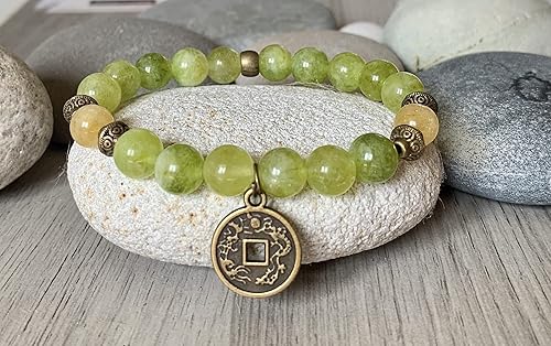 Miniatura 2 de Lucky Coin Bracelet, Citrine, Peridot Gemstone Bracelet, Abundance, Creativity, Money Bracelet, Business Success, Olivine, Confidence