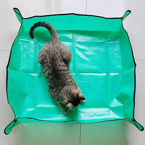 Miniatura 8 de Tapete de trasplante de plantas de 39.4 x 39.4 pulgadas, bandeja impermeable para plantas de interior, tierra para macetas, tapete plegable para