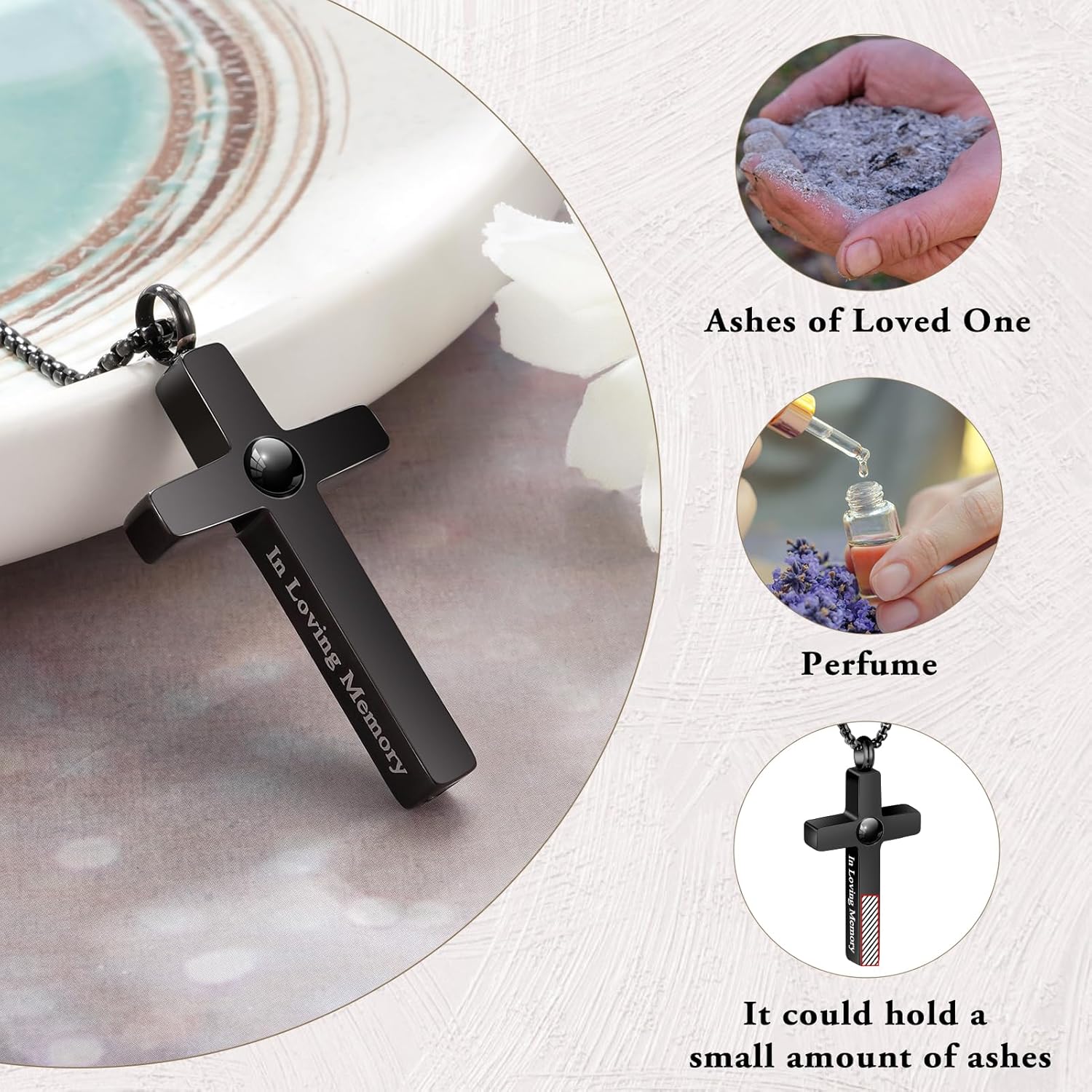 Customize Cross Projection Necklace for Ashes for Men Women Personalized Cross Urn Necklace for Ashes Cremation Jewelry for Ashes Memorial Necklace for Men Women