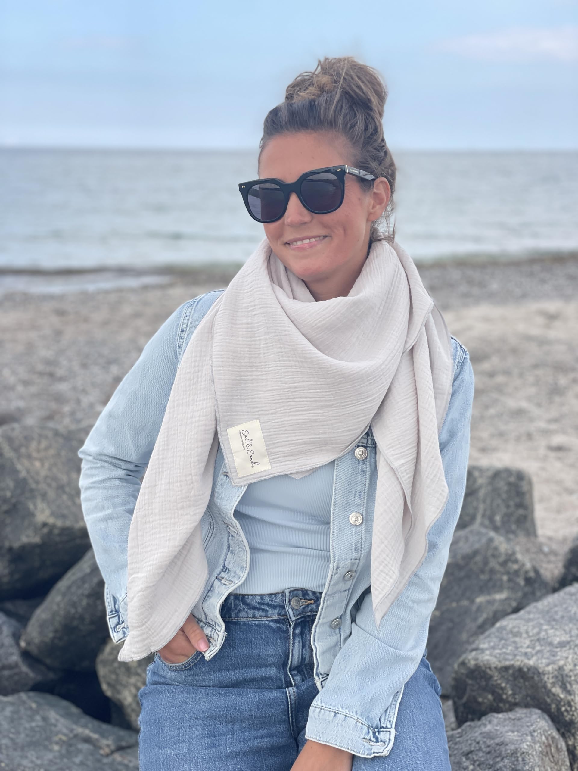 Salt & Sand Musselin Tuch Damen PREMIUM QUALITÄT/Schals & Tücher für Damen/Halstuch Damen/Musselin Schal Damen/Musselintuch Damen/Halstuch - ÖKO-TEX 100 - besonders hautfreundlich