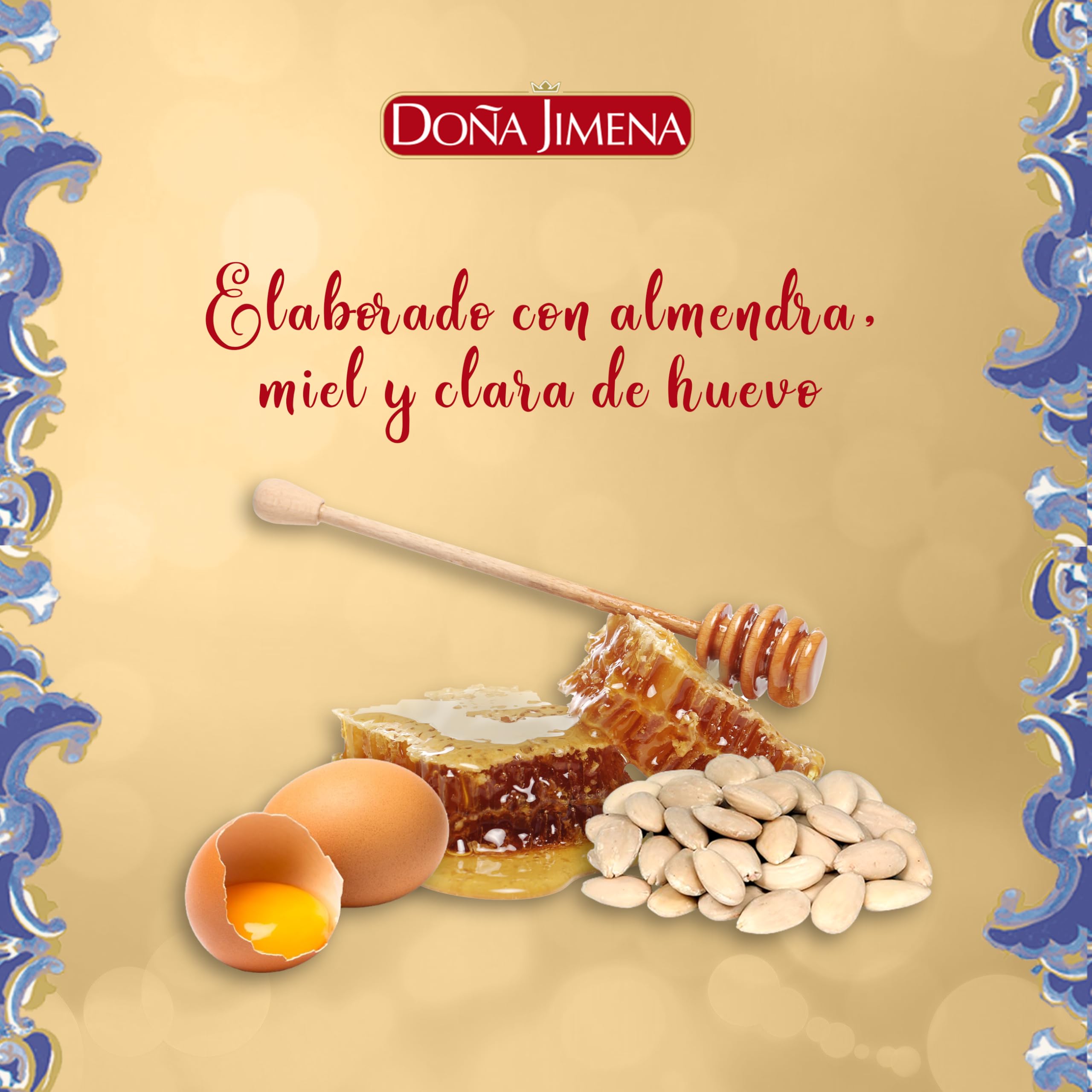 DOÑA JIMENA - Turrón Duro Extra con Almendra Miel y Clara de Huevo, Textura Crujiente, Típico Dulce Navideño Calidad Suprema Sin Gluten, Turrón Tradicional 150G