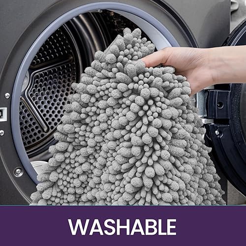 Miniatura 6 de DEXI Tapete de baño antideslizante, absorbente y suave, lavable de felpilla para bañera, inodoro, ducha, entrada, 20 x 32 pulgadas, color gris