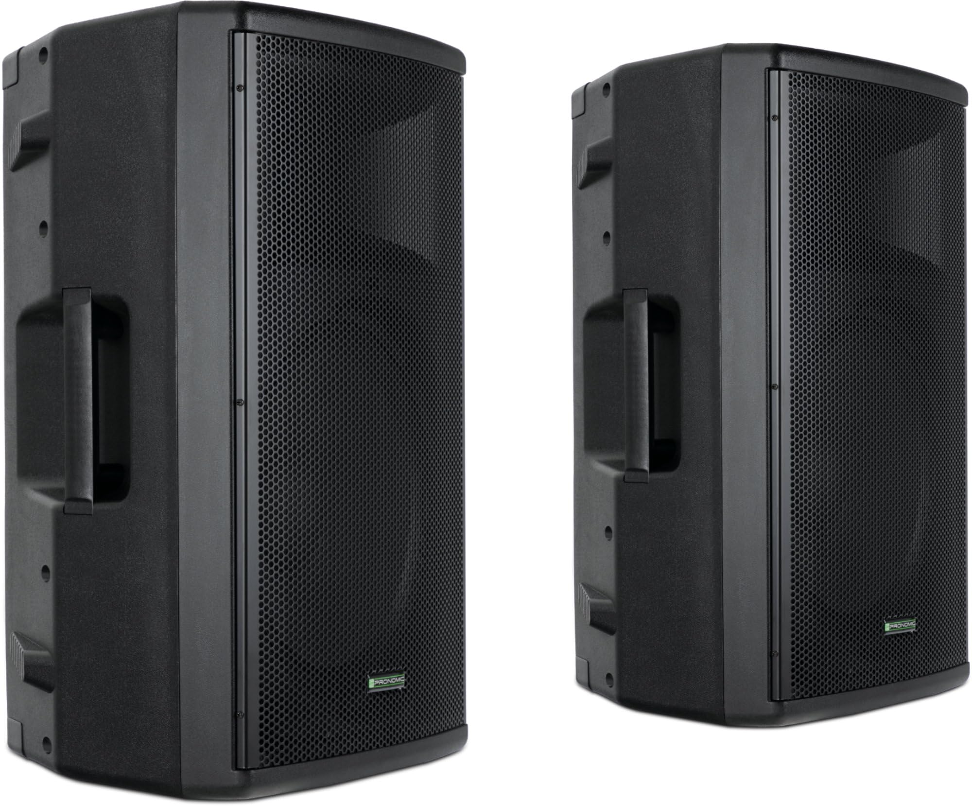 Pronomic E-212 MA Stative Set - 2 aktive 2-Wege Boxen - Leistung: 2X 120 Watt (RMS) - 12" Woofer + 1,0" Kompressions-Treiber - Bluetooth - MP3-Player mit USB/SD - Monitorschräge - inkl. Stative