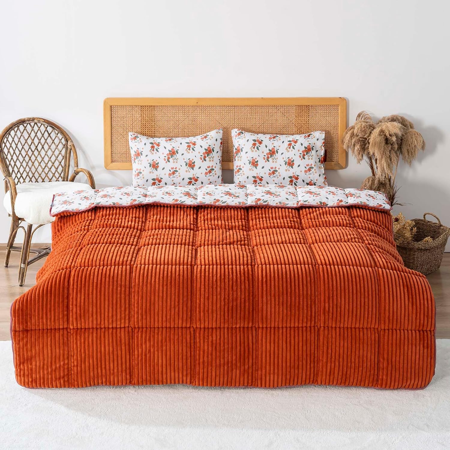 3-Piece Comforter Bedding Set | Floral Design Wellsoft Polyester Comforter with Cotton Duvet Back | Soft & Cozy Quilt Set for Bed | Daily Use Bedding Set