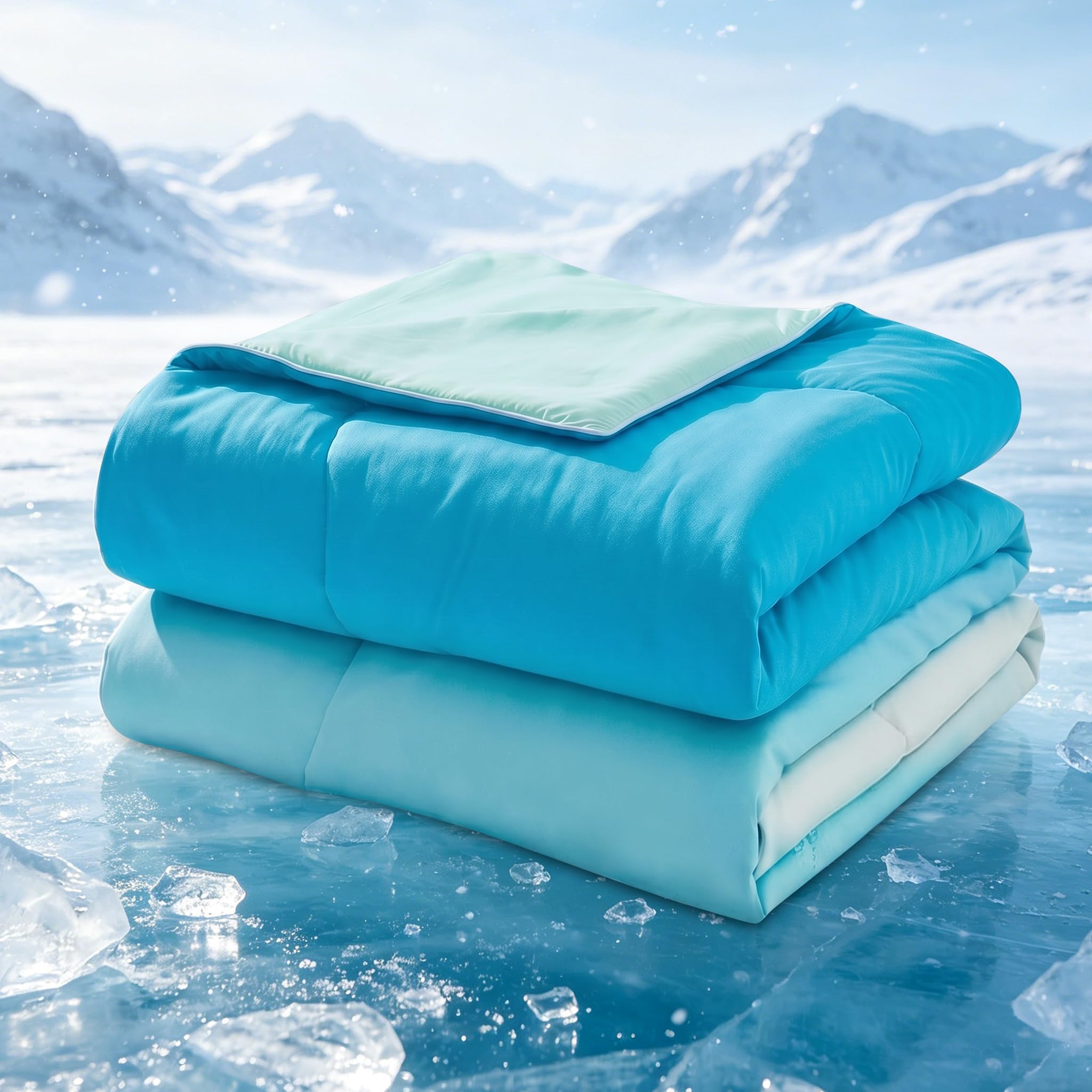 WONGS BEDDING Cooling Duvet Double Summer Cooling Blanket for Hot Sleepers Ultra Soft Comforter Cool Fabric Blanket for Night Sweats Nap Throw, 200x220cm, Ombre Light Blue โ image 1