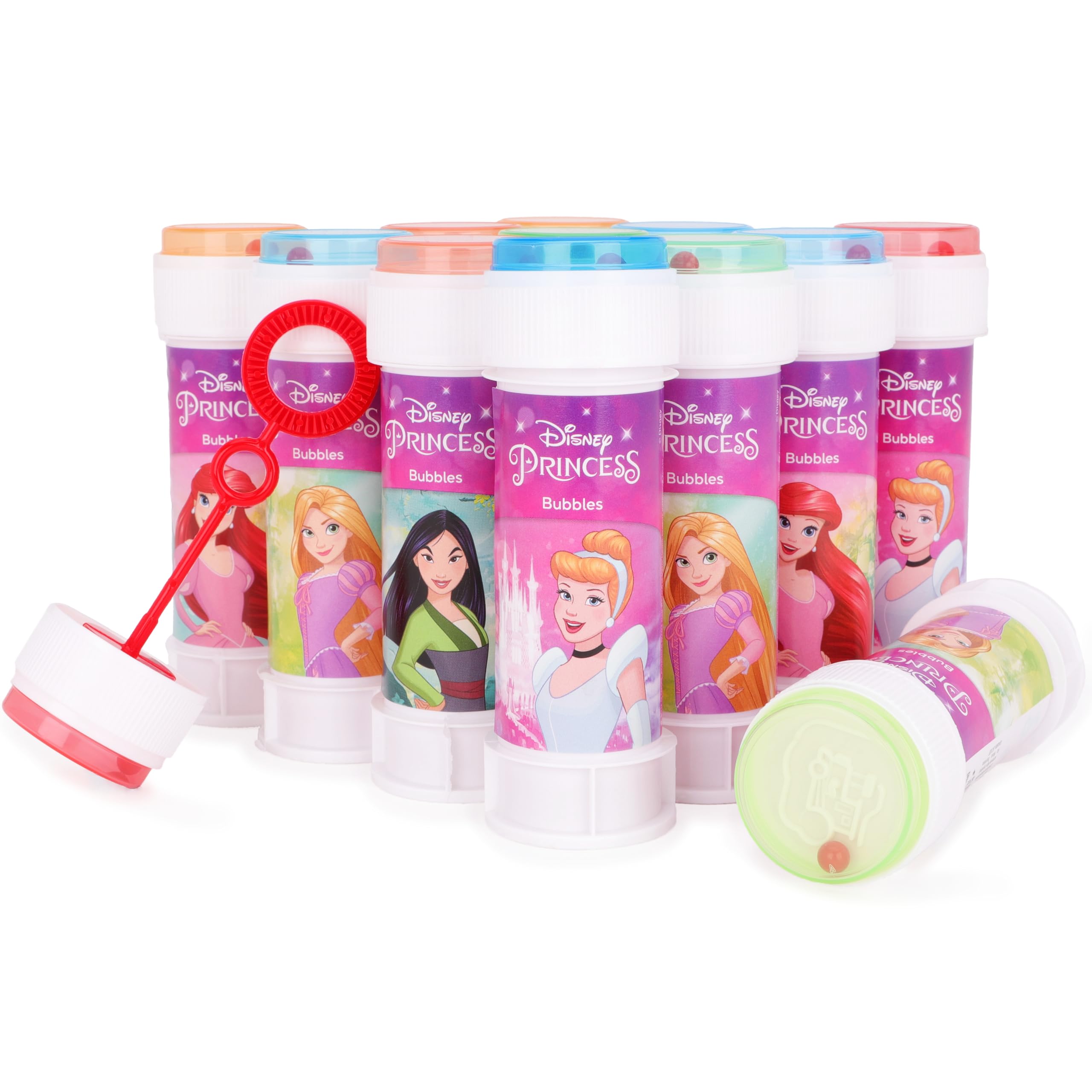 Toyland Pack of 12 Princess Bubbles With Wands, 60ml Solution & Novelty Maze Lid - Pocket Money & Party Bag Toys
