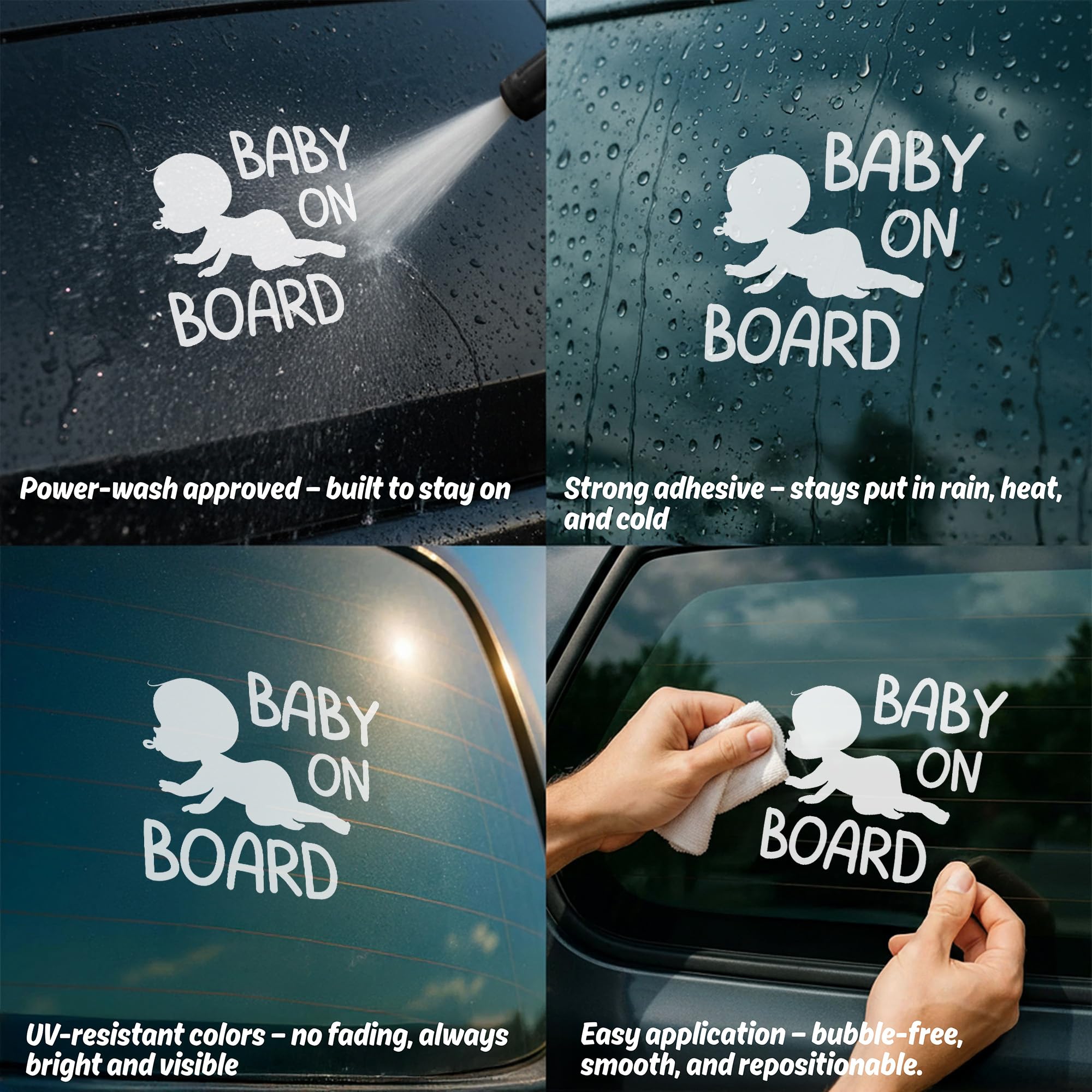 Baby on Board Sign for Car Baby Sticker, High Visibility Window Sticker Badge, Easy Apply & Remove, Universal Safety Sign - Image 4