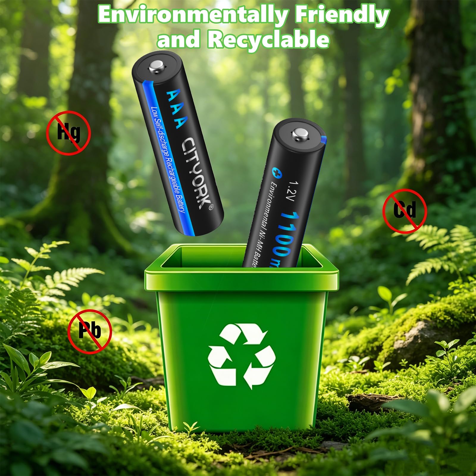 CITYORK Lot de 12 piles rechargeables AAA 1100 mAh 1,2 V Ni-MH avec étui de batterie avec 8 baies AA AAA LCD Smart 1,2 V NiMH/NiCd, charge rapide