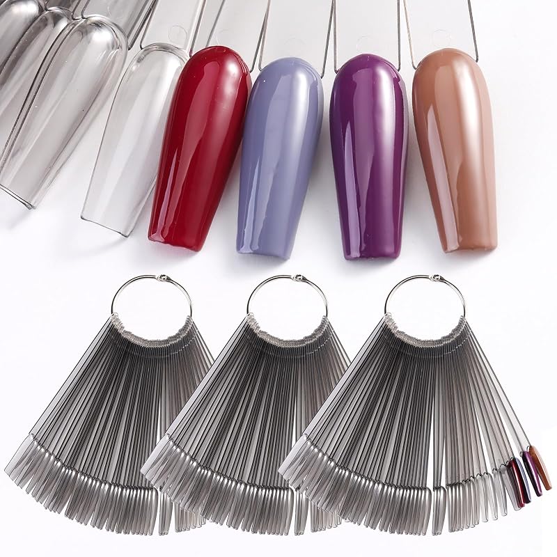 SUTOKAKA 150 Hastes para Amostras de Esmalte com Argola, Transparentes Pretas, Formato Bailarina