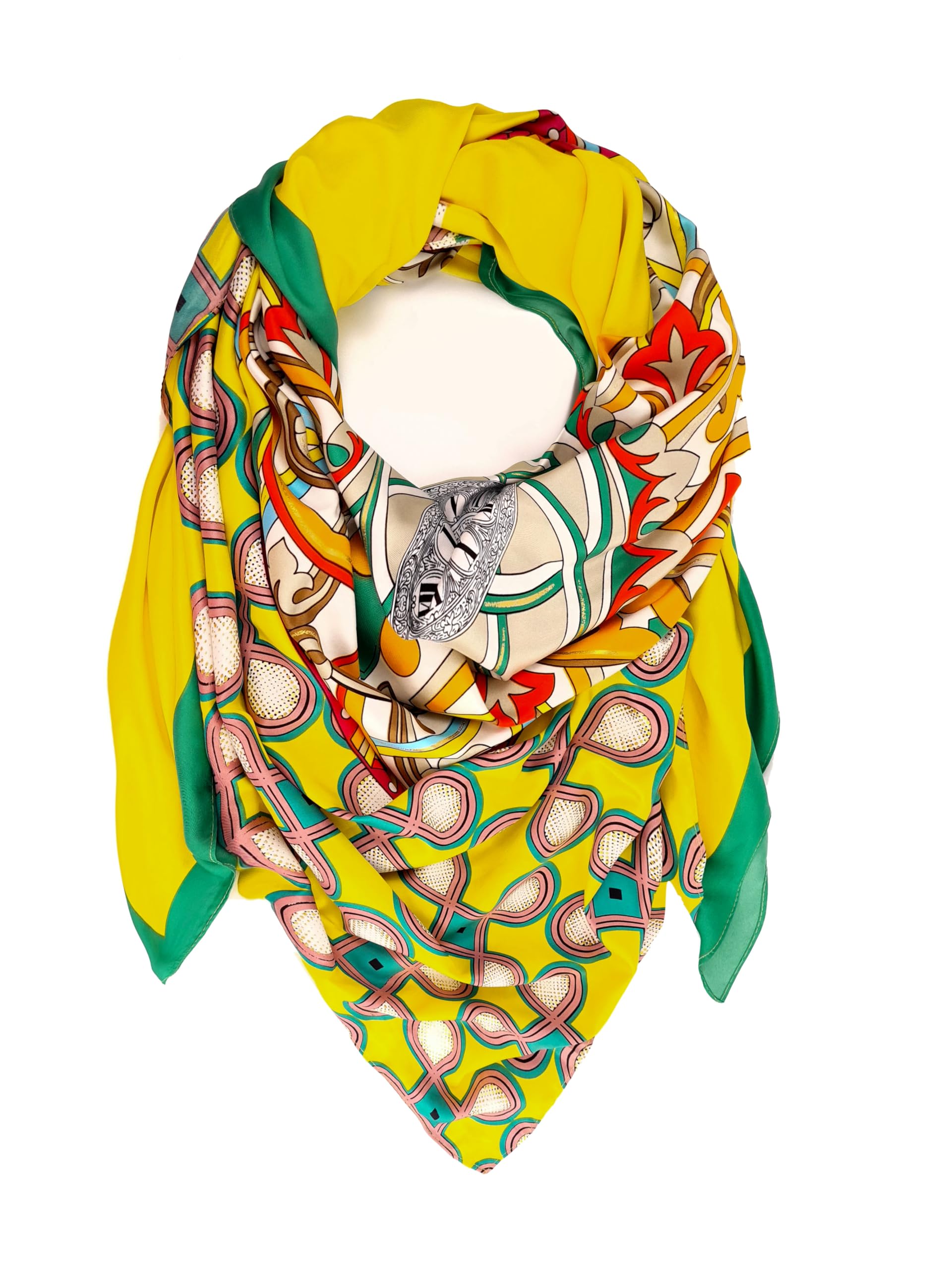 GLORIS Damen Tuch Schal mit auffälligem buntes Muster - Halstuch, Kopftücher, Hijab - Perfekt für Frühling Herbst und Winter - viskose 135 * 135 cm.