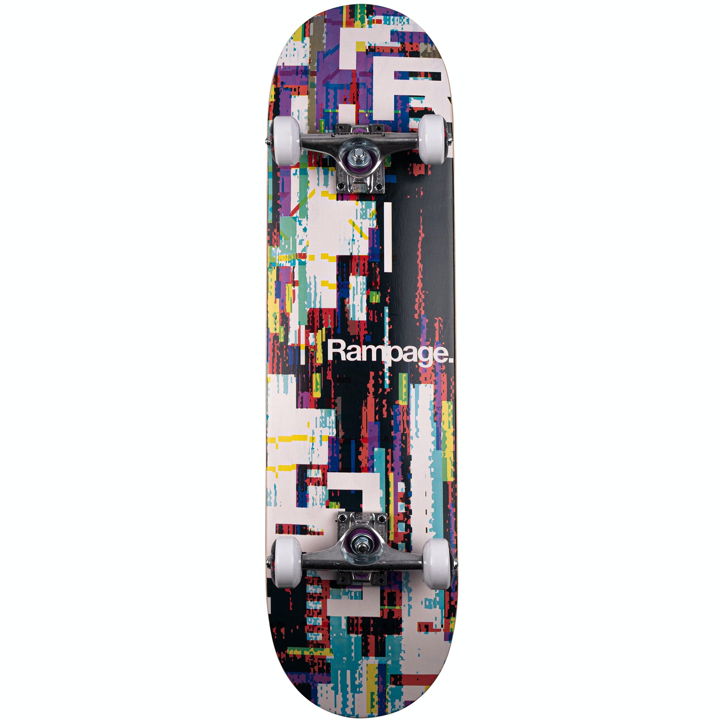 Rampage Skateboard for Kids Ages 6-12 - Glitch Logo Complete Skateboard for Teens, Boys and Girls, Ideal for Beginners and Skateparks
