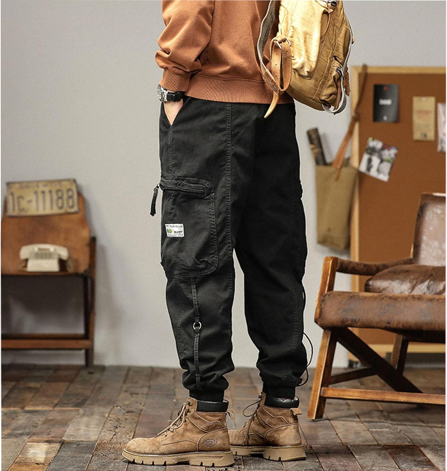 XYXIONGMAO Multi Pocket Cargo Pants for Men Japanese High Street Pants Drawstring Cargo Pants for Men Hip Hop Sweatpants - Image 6