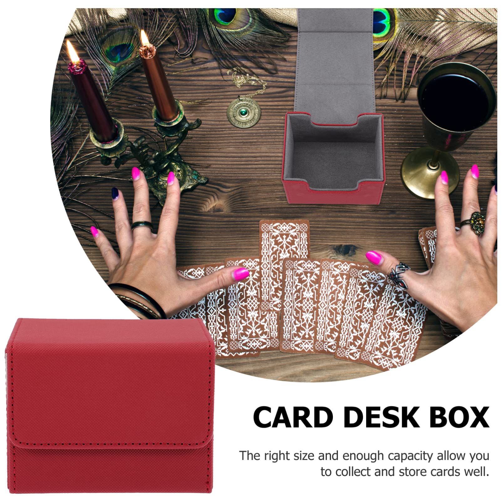 Lurrose 3pezzi Scatola Porta Carte Pu Leather Organizer Per Giochi Di Carte Design Portatile e Antiscratch e Giocatori Per Amici e Famiglia
