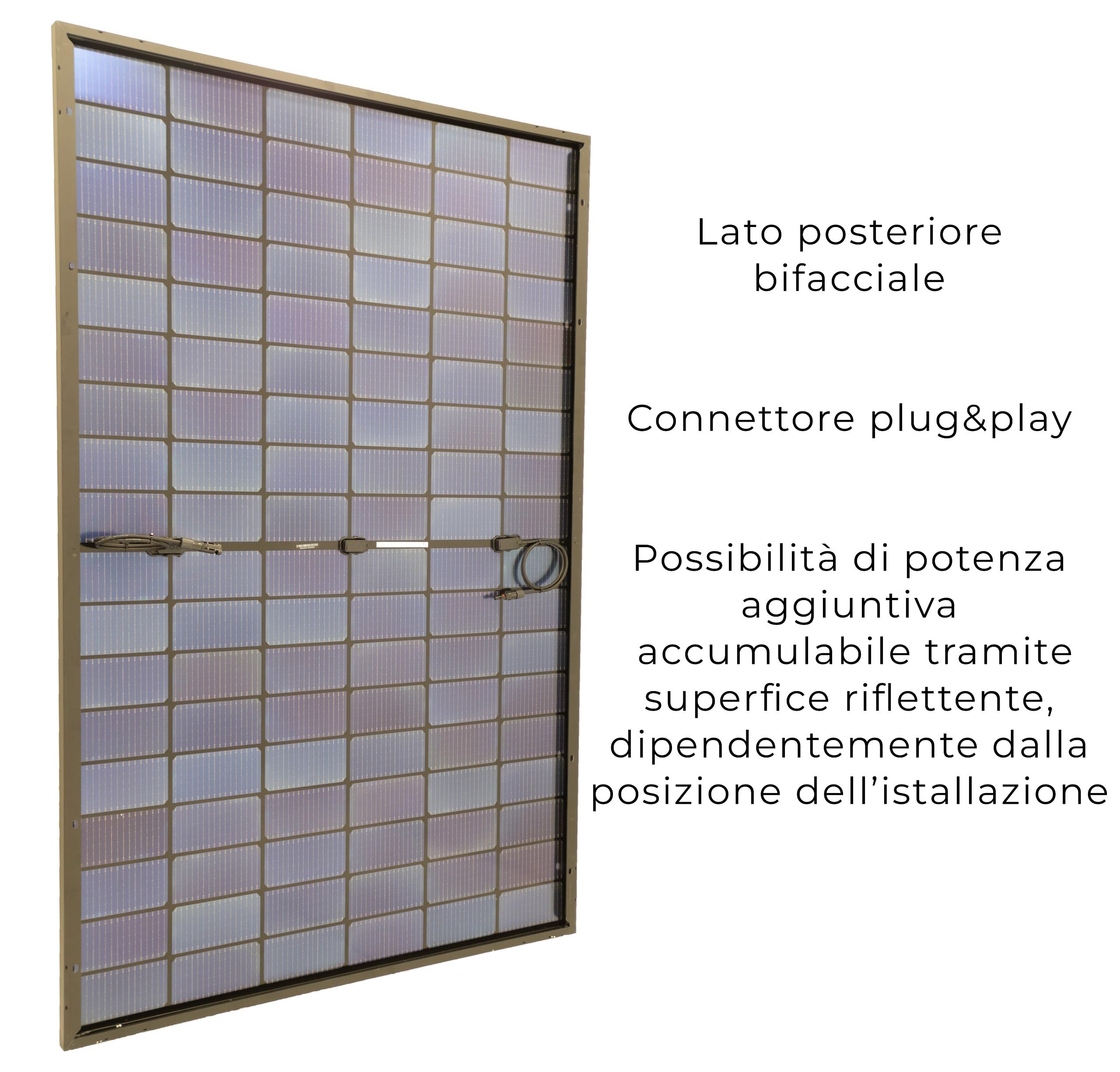 AUSTA Bifacciale Pannello Solare 440W Monocristallino Pannello Fotovoltaico, Per Impianto Fotovoltaico Completo, Impianto Solare da Balcone, Per Tetto Inclinato, Balcone, Tetto Piano