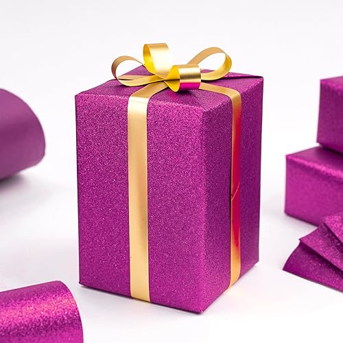 Miniatura 4 de RUSPEPA Papel de regalo con purpurina, mini rollo, papel brillante con purpurina de color sólido perfecto para bodas, cumpleaños, baby shower,