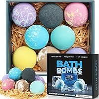 Organic Bath Bombs Gift Set 8 Pack for Men & Women - Strong Scented Natural Essential Oils, Relaxing Valentine's Easter Birthday Spa Bombs