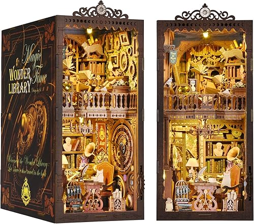 Miniatura 3 de ASLOWSNAIL Kit de rincón de libros, rompecabezas 3D, casa de muñecas, sujetalibros, estantería, decoración callejón