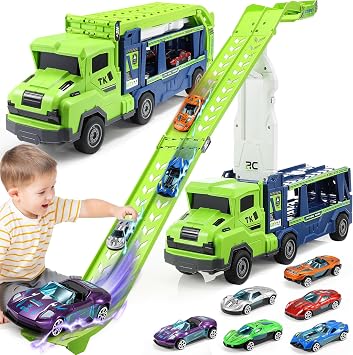 EUTOYZ Toys for 3 4 5 6 Year Olds Boy, Toy Cars for Boys Toys Age 3-5 Birthday Easter Gift for 3-5 Year Olds Boys Car Race Track with 35 inch Race Track Toddler Toy Car