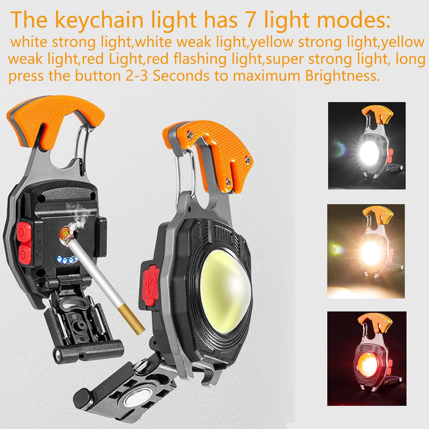Multifunctional Keychain Flashlights, LED Rechargeable Flashlights with Life-Saving Whistles, Screwdriver Bottle, Opener, Multiple Light Mode Portable Pocket Light for Outoor Hiking