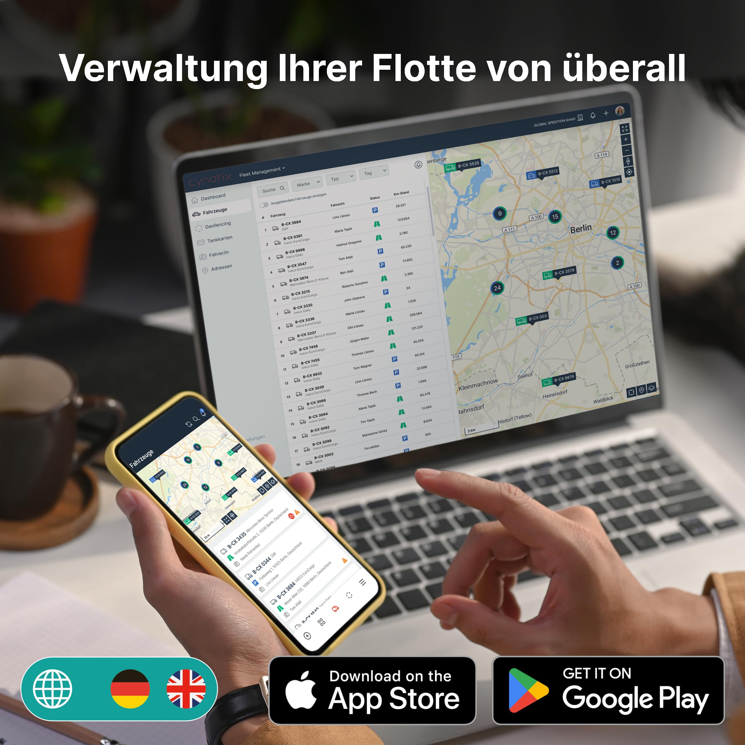 GPS Tracker Auto, 1 Jahr ohne ABO | OBD2 Live-Ortung mit App, inkl. SIM-Karte für KFZ, LKW, Transporter & Wohnmobil | Echtzeit GPS Ortung