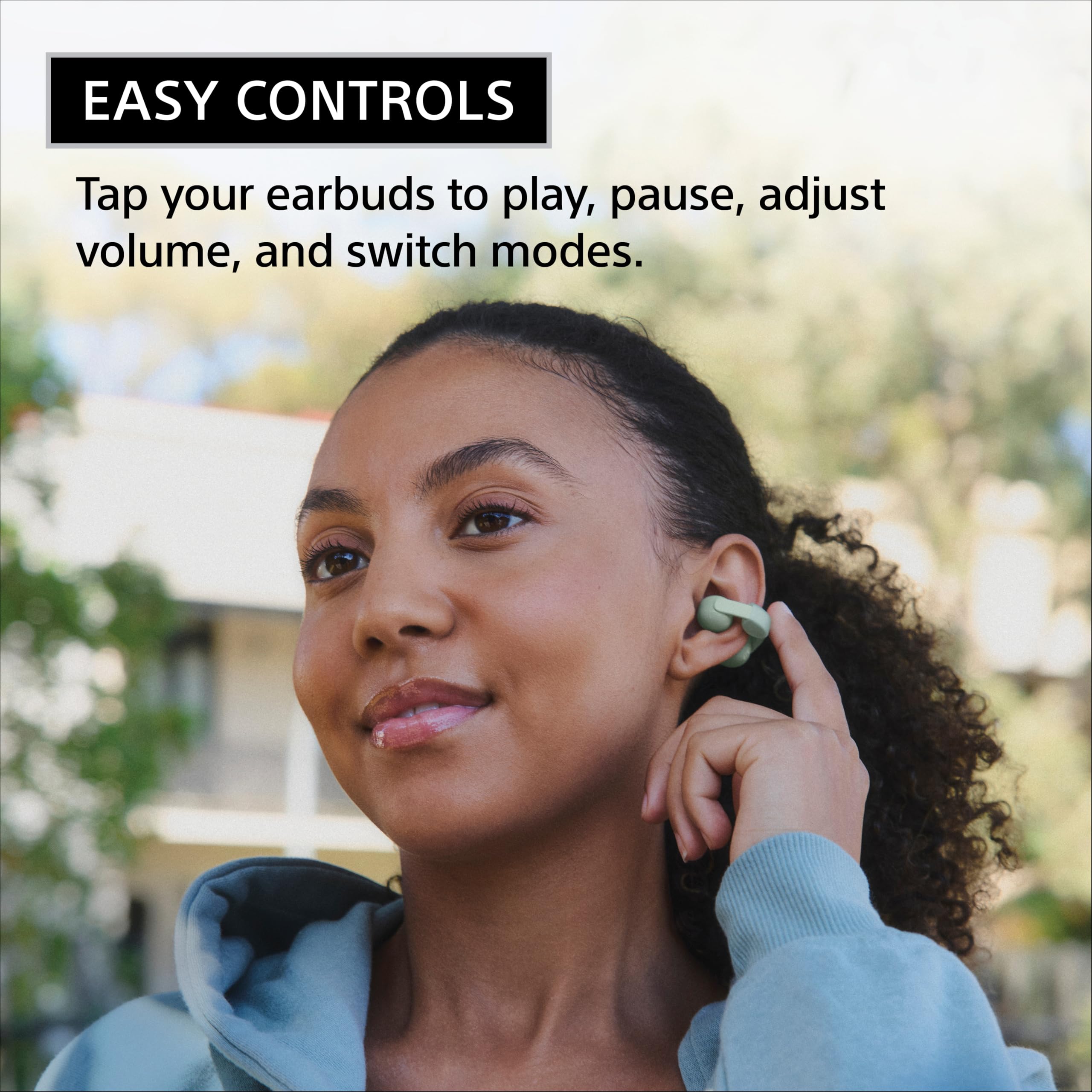 Sony LinkBuds Clip Open-Ear Truly Wireless Earbuds, Comfortable & Secure Fit, Lightweight Clip-On Design, Touch Controls, Ambient Sound Awareness, Water Resistant, Up to 37 Hrs of Playback, Green