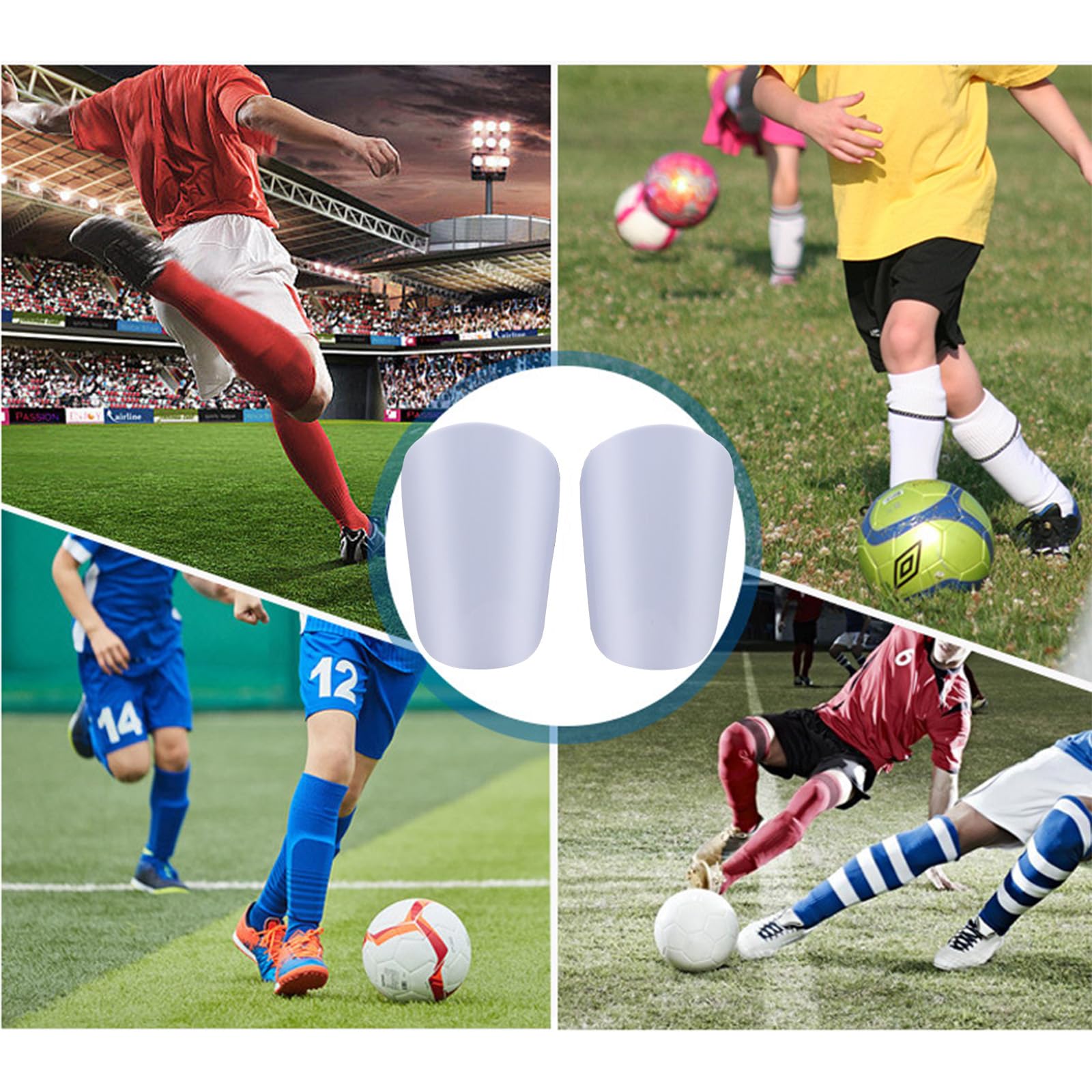 Mini espinilleras de fútbol de 3 x 4.5 pulgadas, aptas para todas las edades, las espinilleras de fútbol se pueden llevar con calcetines de agarre y calcetines de fútbol