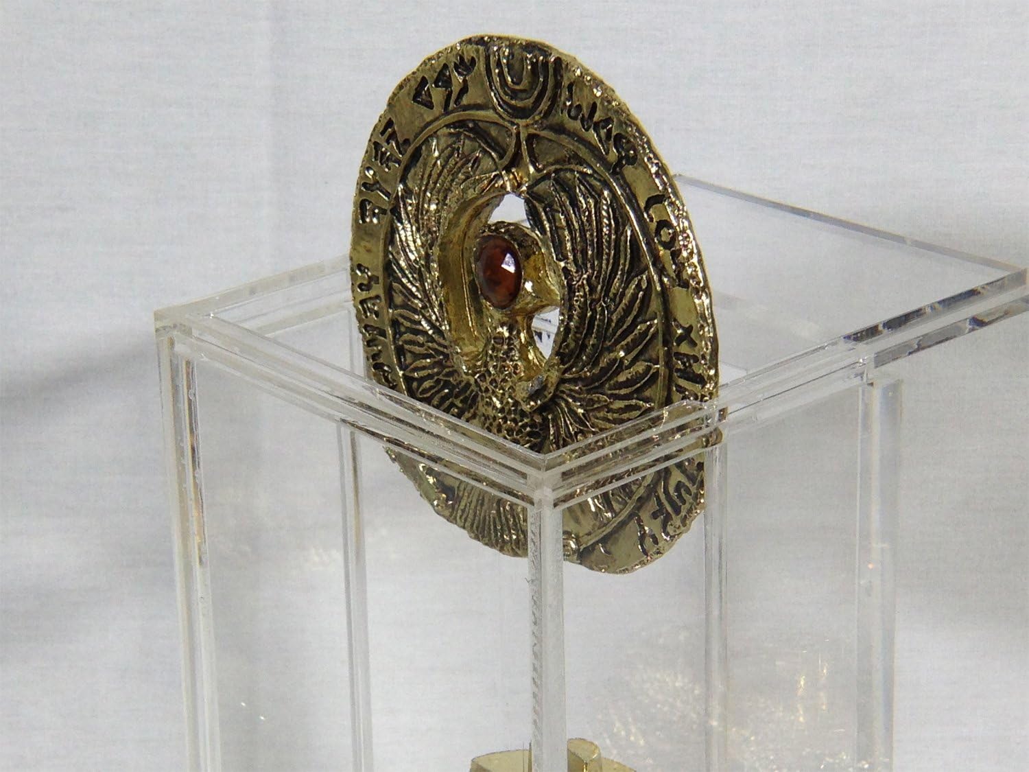 Indy Staff of Ra Headpiece, Antique Gold, Red Jewel, Stand and Acrylic Case