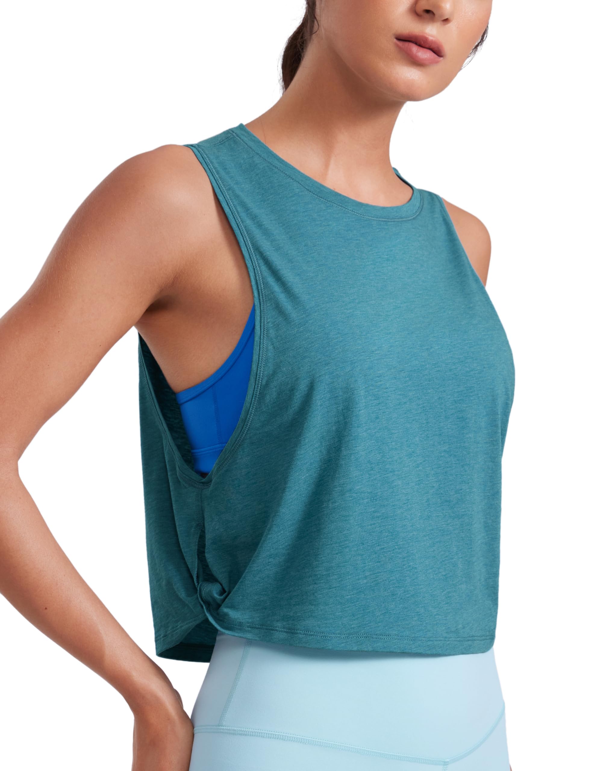 CRZ YOGA Pima Cotton Large Armhole Tank Tops for Women - Workout Sport Athletic Yoga Running Gym Loose Crop Sleeveless Shirts