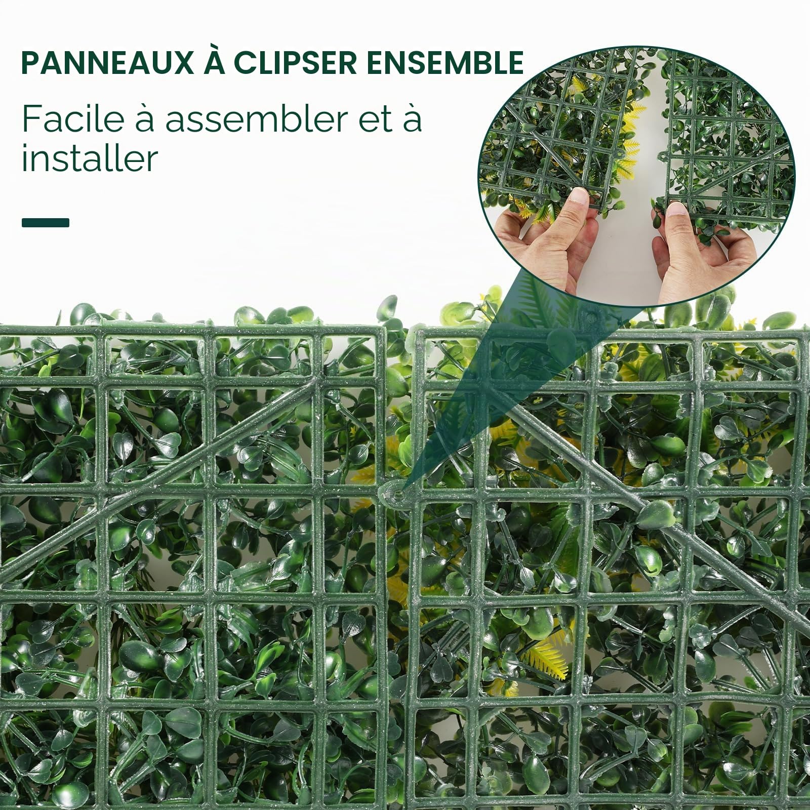 2 panneaux artificiels de mur vivant, panneaux muraux de plantes d'herbe 60x40 cm, panneaux de haie de protection de la vie privée verts pour mur vivant, clôture pour jardin à domicile, printemps