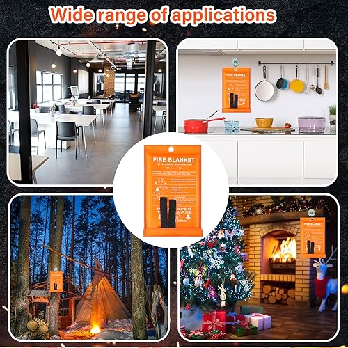 Miniatura 6 de Paquete de 10 mantas contra incendios de fibra de vidrio, manta de emergencia ignífuga para supresión de incendios, cubierta de seguridad de