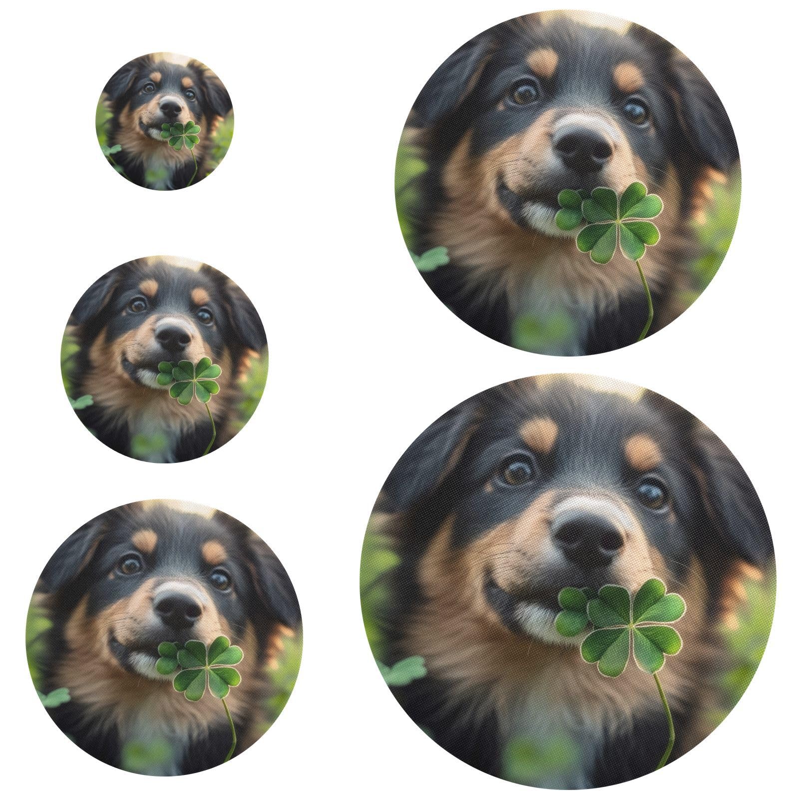 FLildon Dog Plays Clovers Bowl Covers Reusable 5PCS Cloth Bowl Cover in 5 Size Elastic Food Storage Cover Stretch Lids for Kitchen Containers Bread Proofing