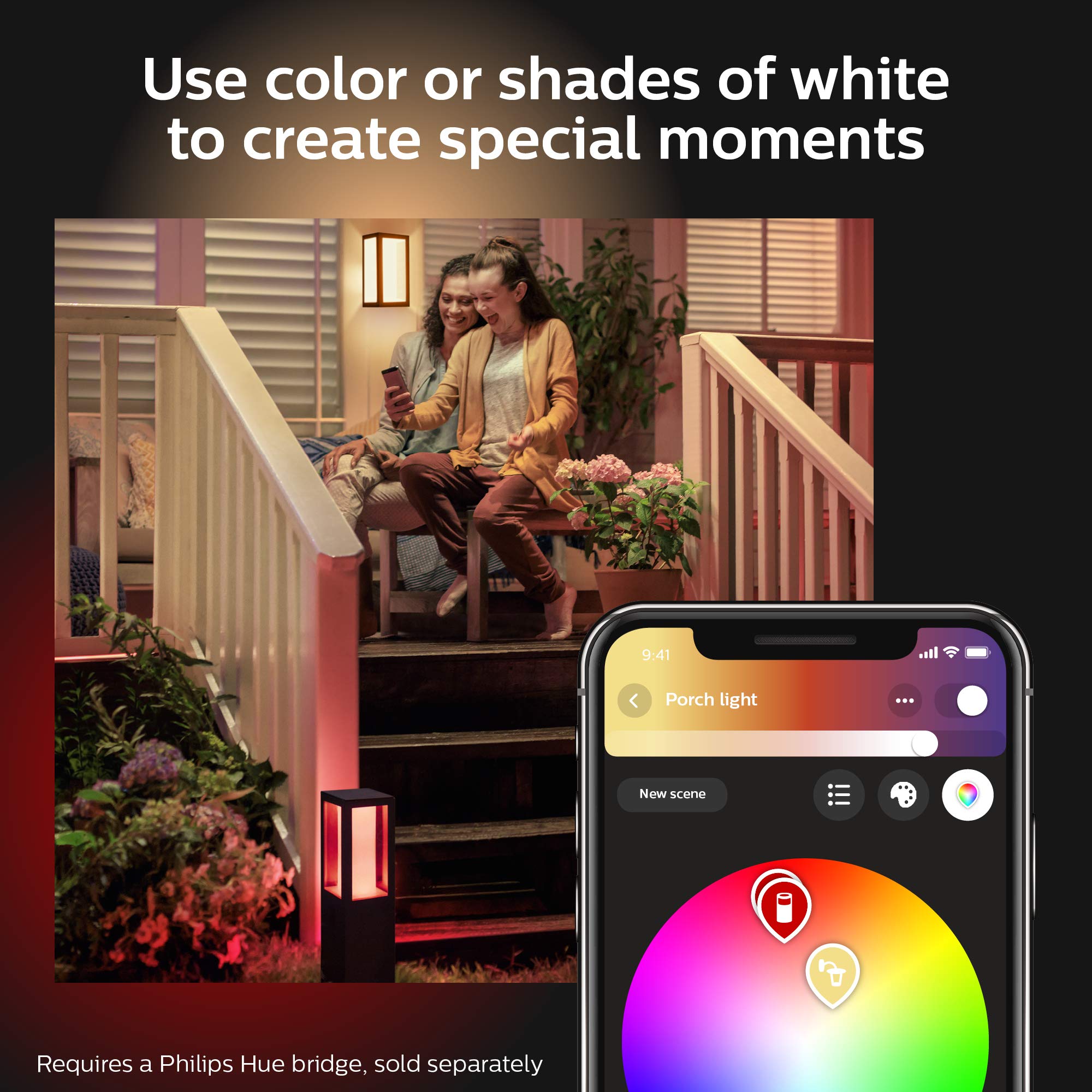 Philips Hue Econic Outdoor White & Color Wall & Ceiling Light Fixture (Hue Hub Required, Works with Alexa, Apple Homekit & Google Assistant)