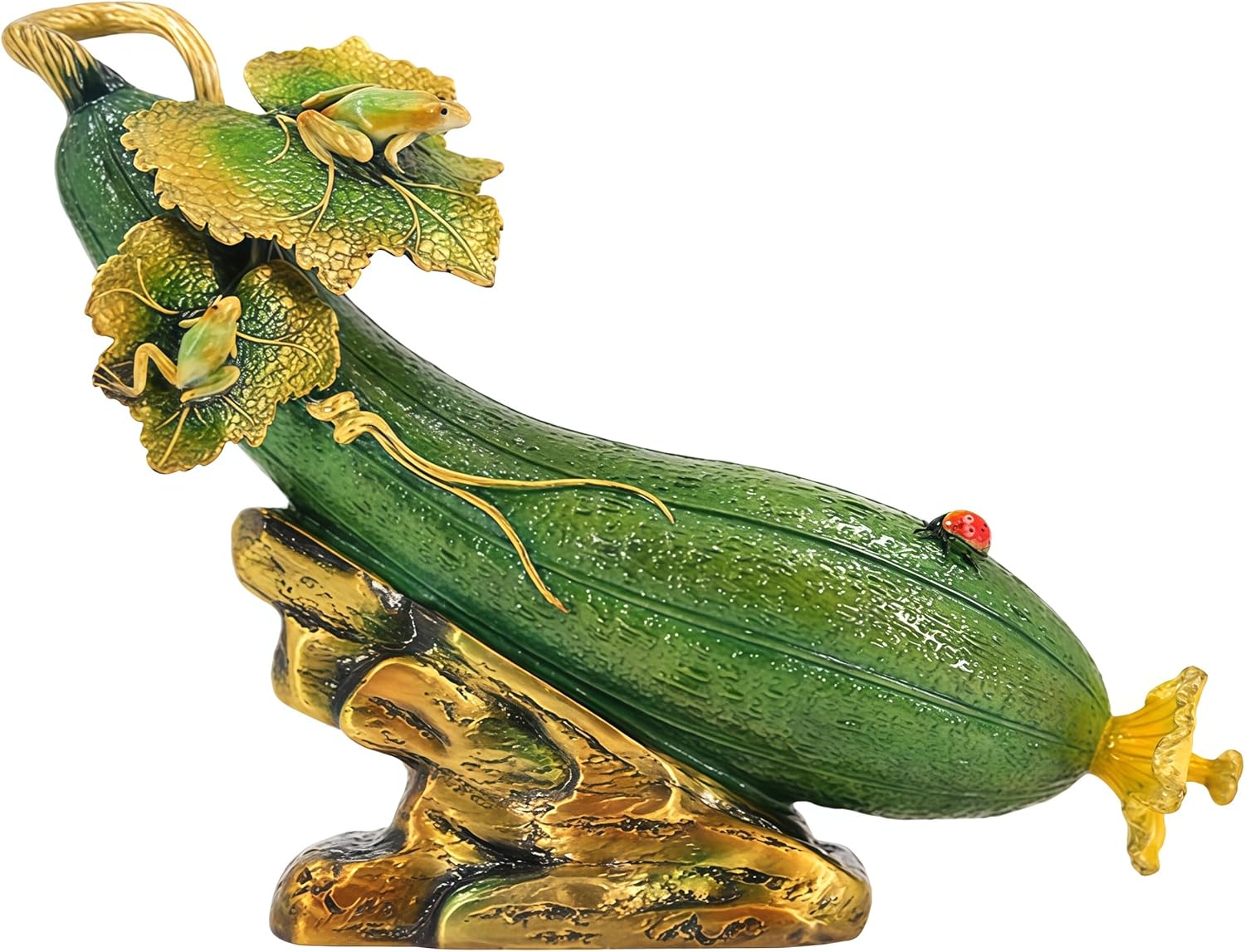 Top Brass Artificial Luffa, Faux Fake Luffa, Artificial Vegetable, Fake Faux Vegetable, Feng Shui Decor & Gifts for Home, Feng Shui Statue, Chinese New Year Decoration, Chinese Decor & Gifts (Small)