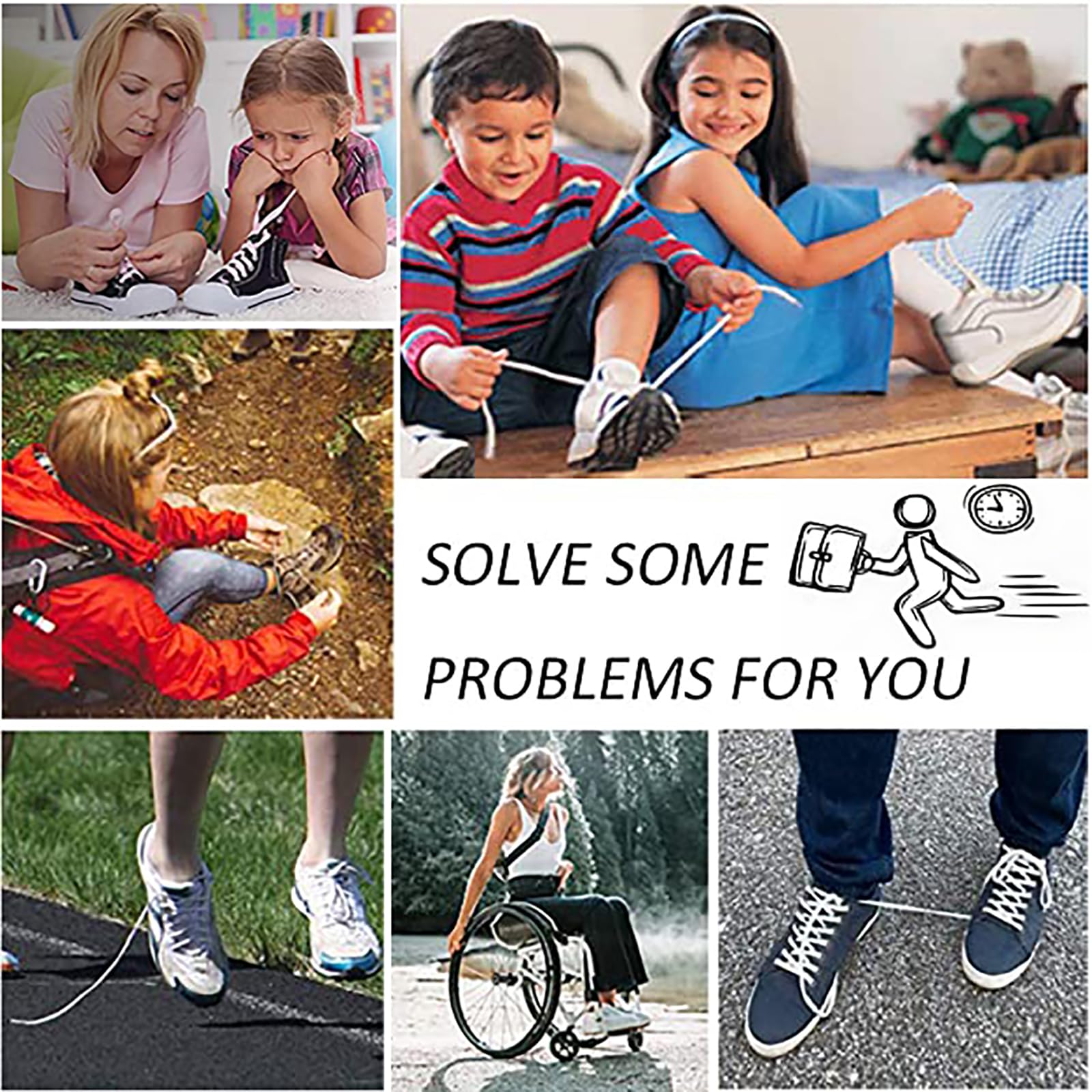 Lacci Scarpe Elastici Lacci Senza Nodo | Lacci Elastici per Scarpe Bambini Adulti - No Tie Elastici Lacci Scarpe con Chiusura Fibbie in Metallo Blocca Lacci Eutobloccanti Adatto a Tutte le Scarpe