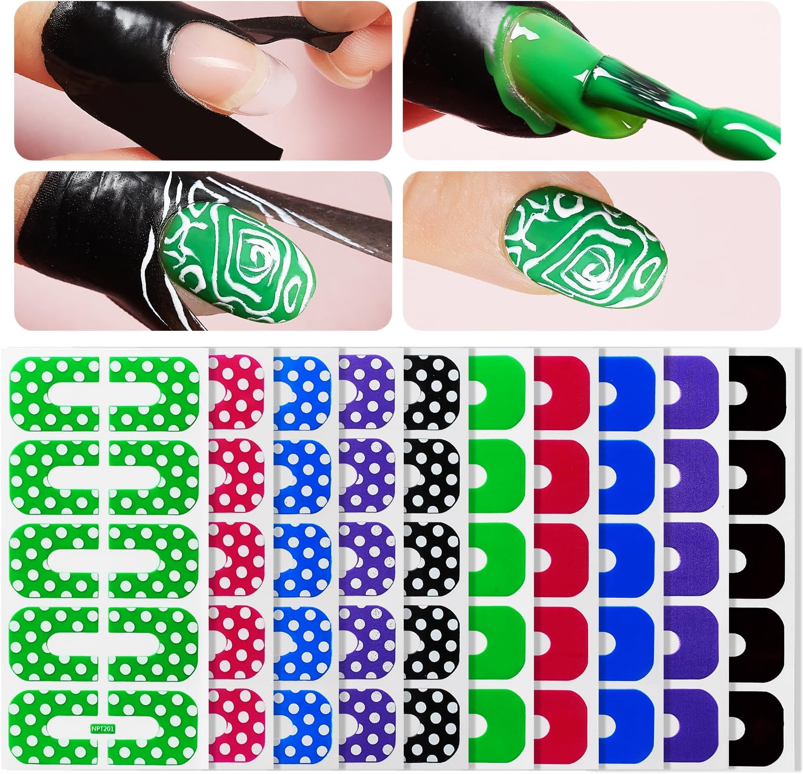 Makartt 100pcs Nail Protectors, Gel Polish Protector for Fingers Skin Cuticle, Peel Off Barrier for French Nails Tips Stickers Stamp Painting Manicure Supplies Accessories Design DIY