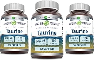 Amazing Formulas Taurine Amino Acid Supplement | 1000 Mg Per Serving | 100 Capsules | Non-GMO | Gluten-Free | Made in USA | Pack of 3