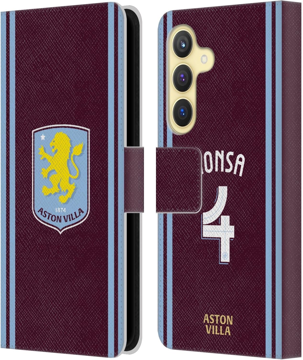 Head Case Designs Officially Licensed Aston Villa Football Club Ezri Konsa 2024/25 Crest Player Kit Leather Book Wallet Case Cover Compatible with Samsung Galaxy S24 5G