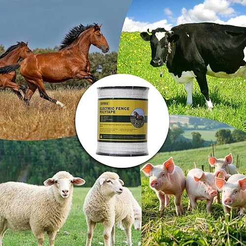Miniatura 6 de Valla eléctrica Polytape con 5 conductores, 1/2 pulgada 0.5 in de ancho, 656 pies 656.2 ft de longitud, color blanco