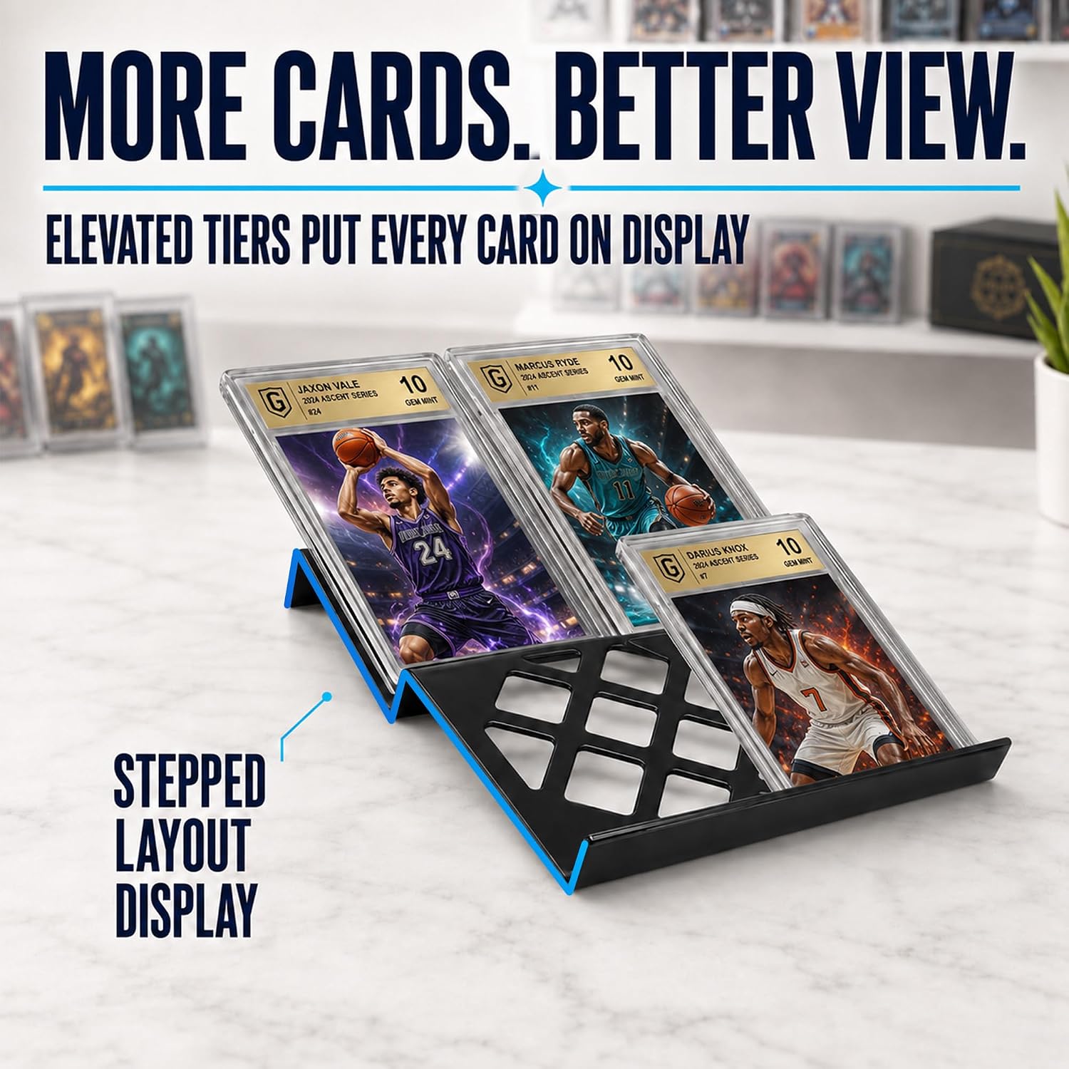 12PCS Modular Acrylic Trading Card Risers for Vendor Displays, Hollow