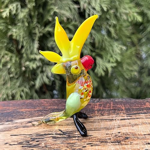 Miniatura 2 de Yellow Glass Parrot Figurine  Hand-Blown Murano-Style Miniature  Collectible Parrot Ornament for Shelf or Desk  Gift for Bird Lovers & Elegant Home