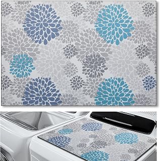 Teenyyou 1 Pcs 26" x 18" Dryer and Washer Top Protector Mat, Bloom Blue
