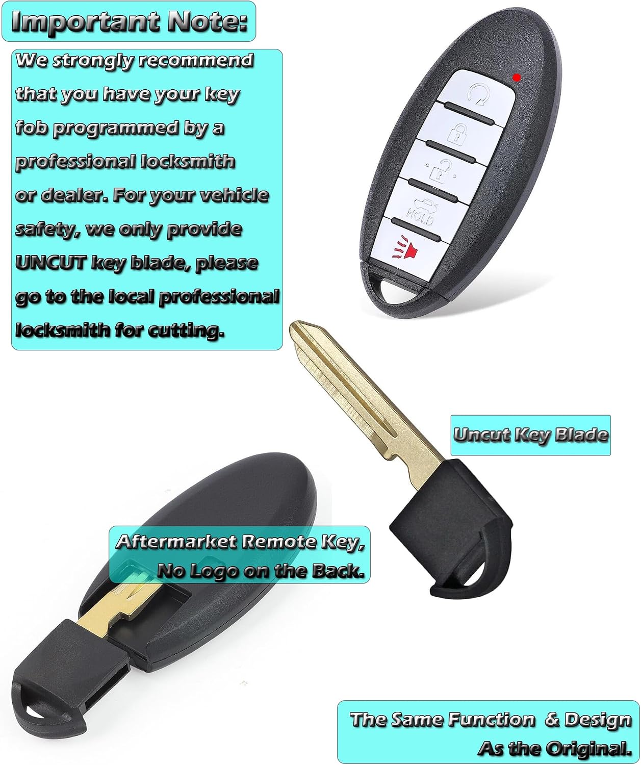Smart Key Fob for Nissan Maxima 2019-2021, Alliskeys Proximity Keyless Entry Remote Control Key Fob Compatible with Nissan Maxima 2019-2021 KR5TXN7 285E3-9DJ3B S180144906