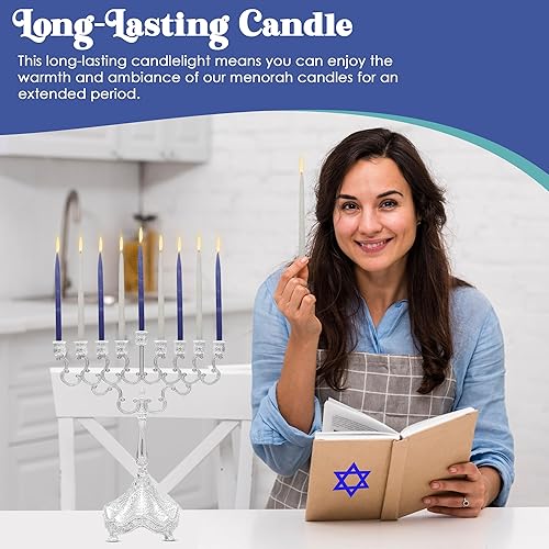 Miniatura 2 de Majestic Giftware CP-BLWT - Velas de Hanukkah - 45 velas de Janucá hechas a mano sin goteo de 5 pulgadas para las 8 noches de Hanukkah Cera