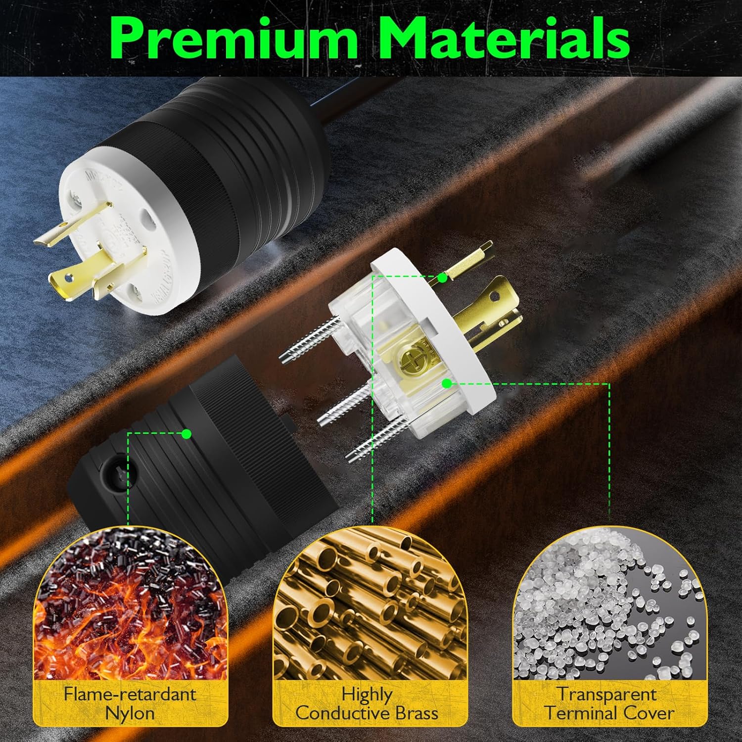 2 Set NEMA L6-30P and NEMA L6-30R Locking Plug and Connector, Generator Twist Lock Plug Adapter, 30 Amp 250V 2 Pole 3 Wire Grounding, Industrial Grade Heavy Duty, UL Listed E355464