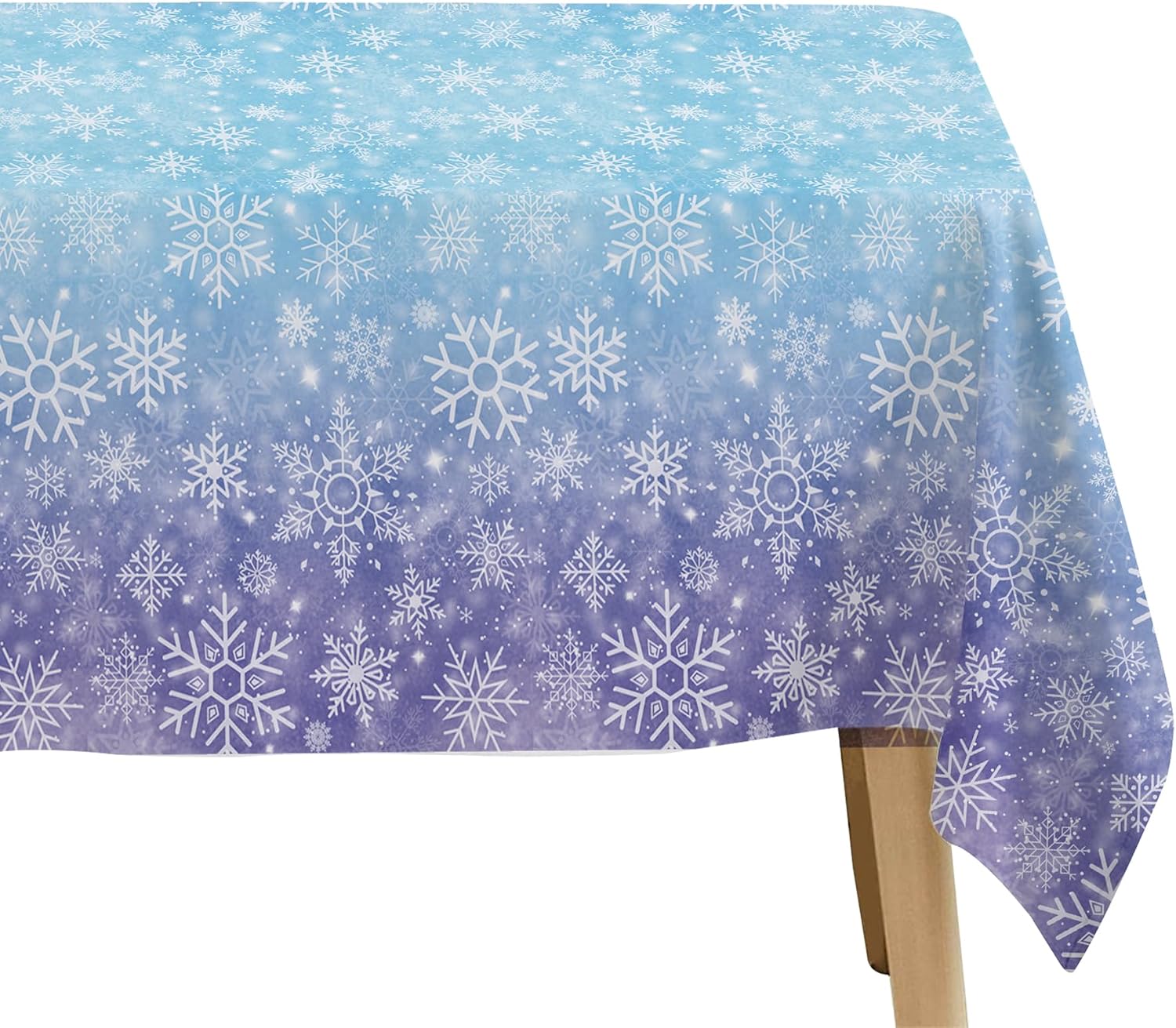 Winter Snowflake Party Tablecloth Decorations, 3 Pack Disposable Frozen Blue Purple Snowflake Wonderland Tablecover Supplies for Christmas, New Year, Baby Shower, Birthday, 86in x 55in