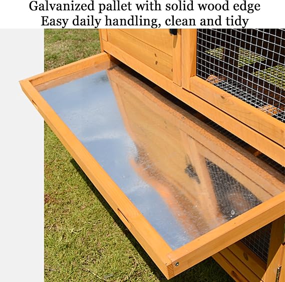 Outdoor Wooden Chicken Coop Weather Resistant Large Chicken Cage Large Chicken Coop for 6 Chickens Rainproof Easy Assembly with Multiple Doors with Tray Wire Mesh Home Breeding Cage Poultry Cage
